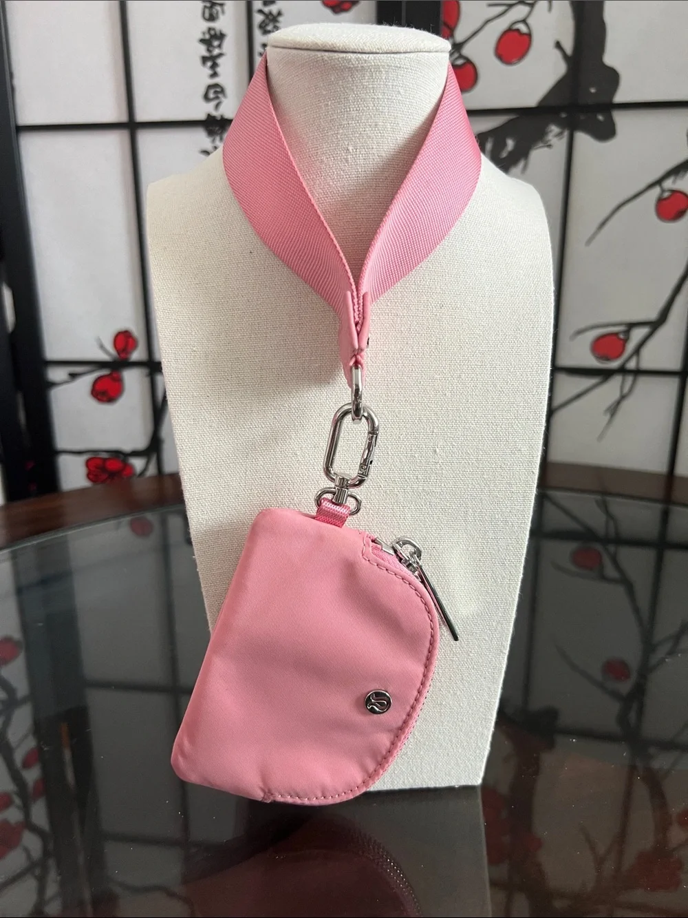 lululemon athletica Pink Detachable Card & Key Pouch with wide strap 7” drop